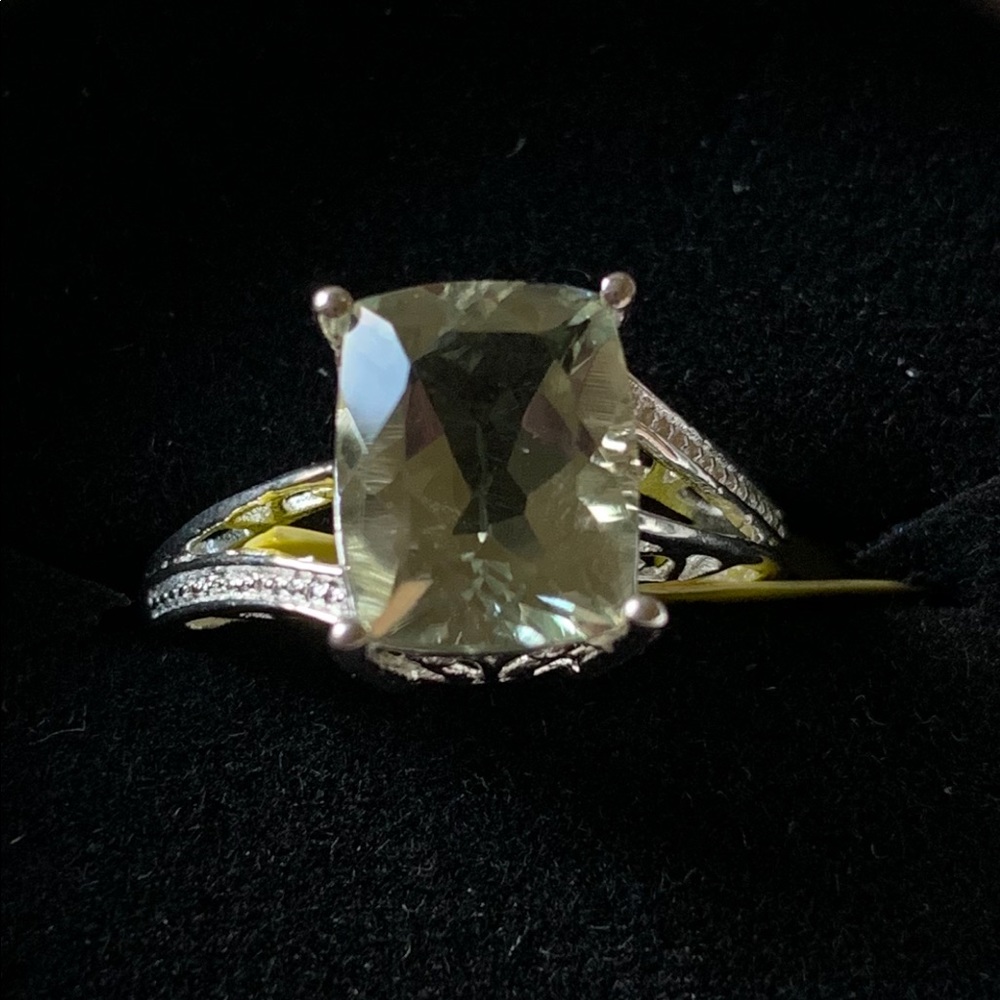 Green amethyst sterling ring